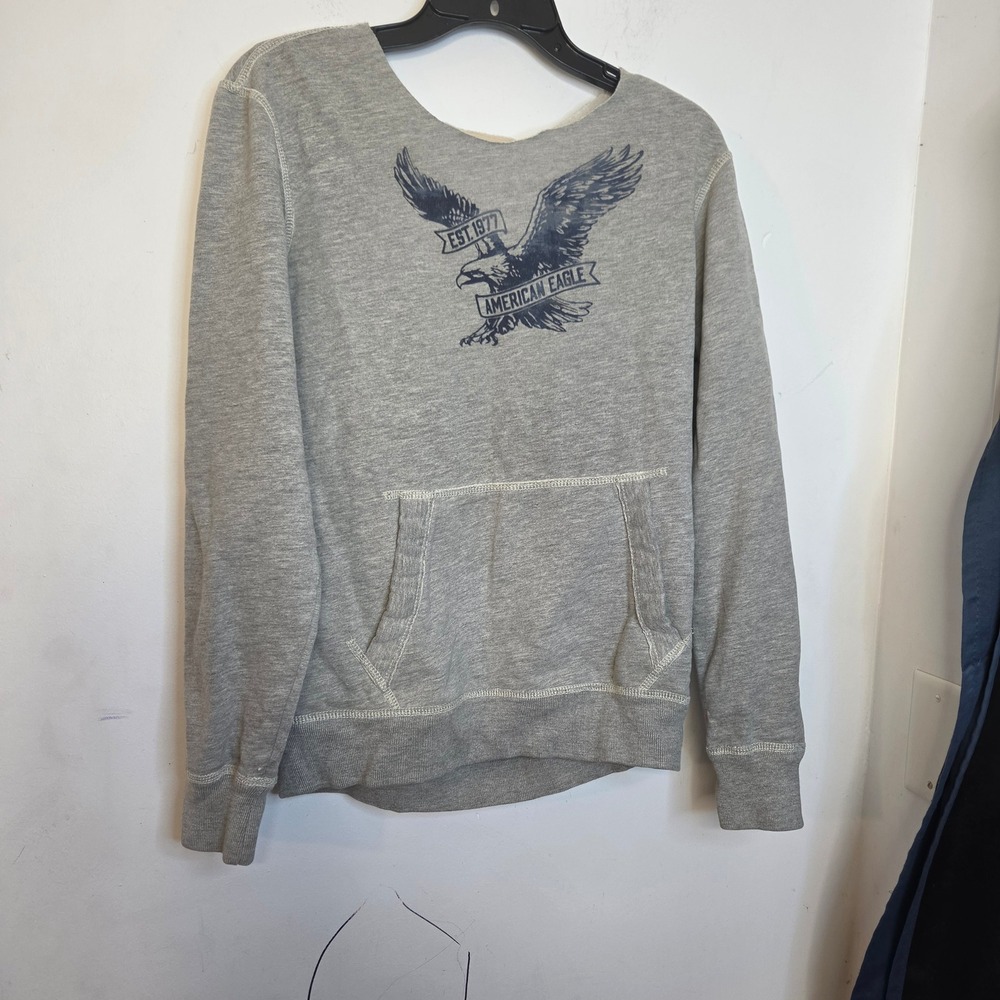 Y2k American‎ Eagle Vintage Athletic Fleece Gray Eagle Graphic Sweatshirt XS